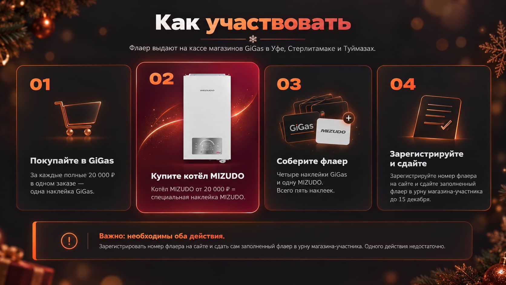 Как участвовать в Новогоднем марафоне GiGas и MIZUDO: четыре шага, пять наклеек, регистрация и сдача флаера